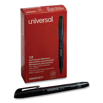 Universal™ Pen-style Permanent Marker, Fine Bullet Tip, Black, Dozen freeshipping - TVN Wholesale